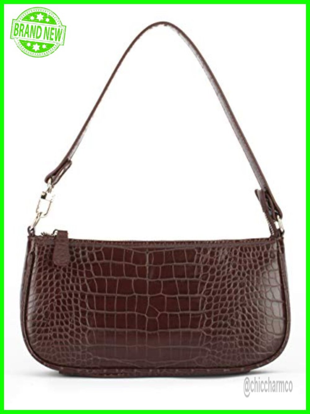 Faux Leather Crocodile Texture Clutch Shoulder Handbag